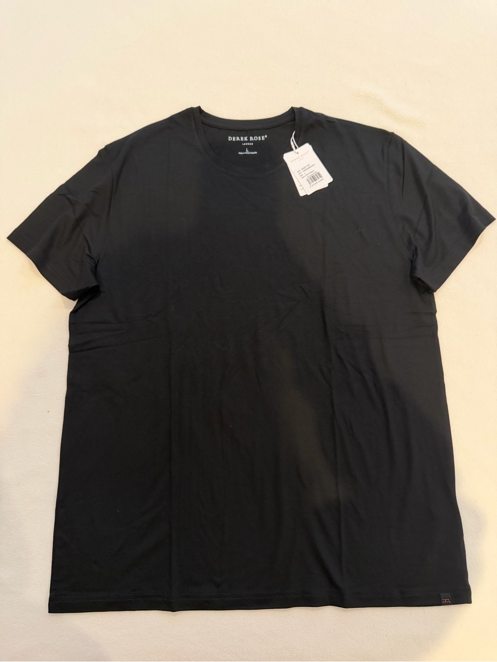 Derek Rose Black Crewneck Short Sleeve Tee L